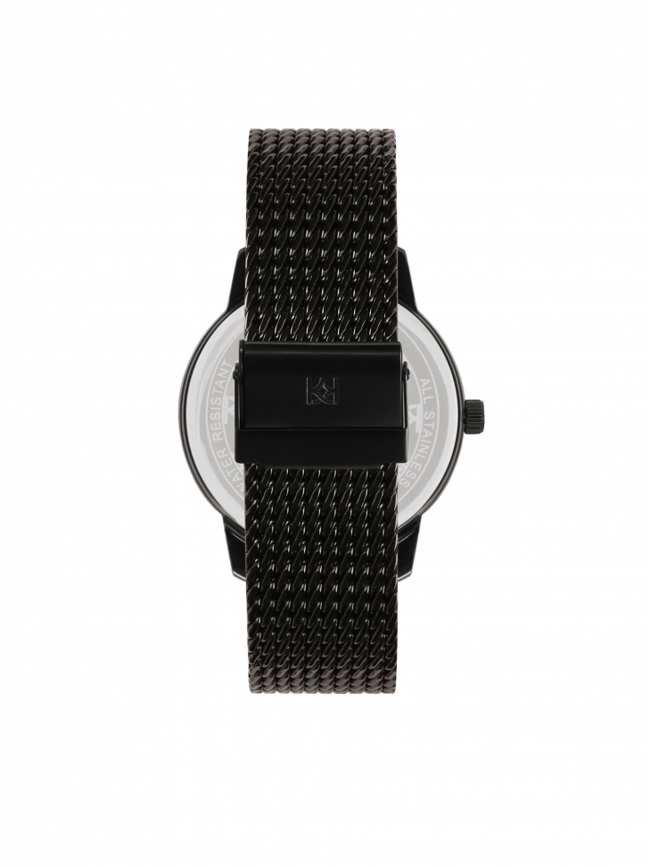 Černé hodinky na síťovaném náramku ELEGANCE ESSENCE