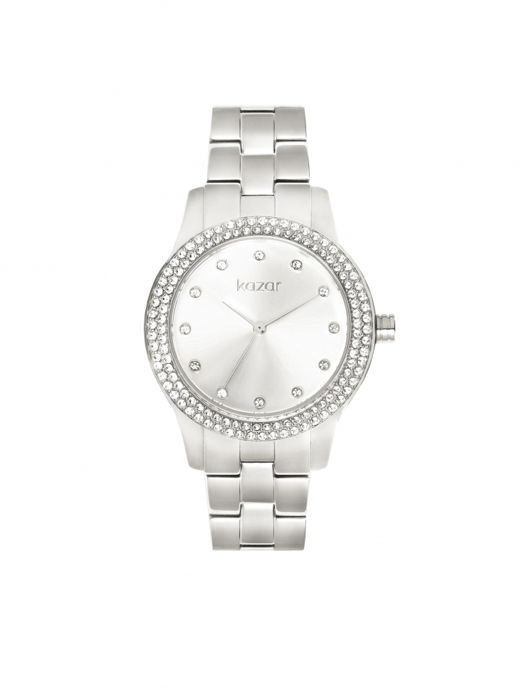 Stříbrné hodinky zdobené krystaly LADY GRACE