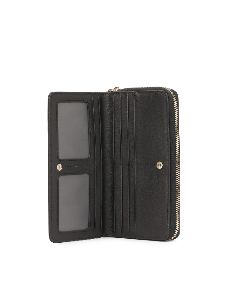 Velká černá peněženka z lakované kůže s reliéfním vzorem ROLETTE