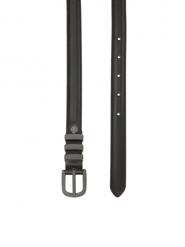 Černý úzký opasek s kovovou sponou VITRA