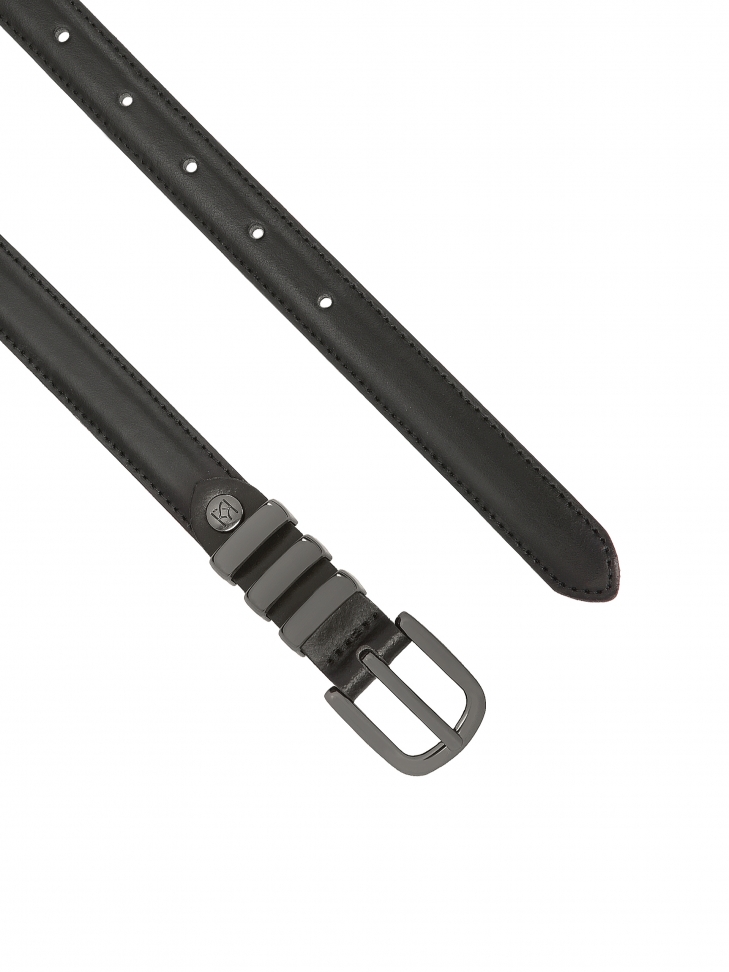 Černý úzký opasek s kovovou sponou VITRA
