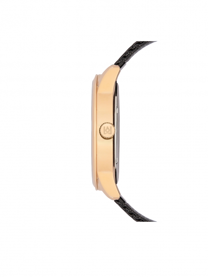 Pánské hodinky s pouzdrem zlaté barvy a náramkem ze síťoviny z pistolového kovu STEEL MY STYLE 