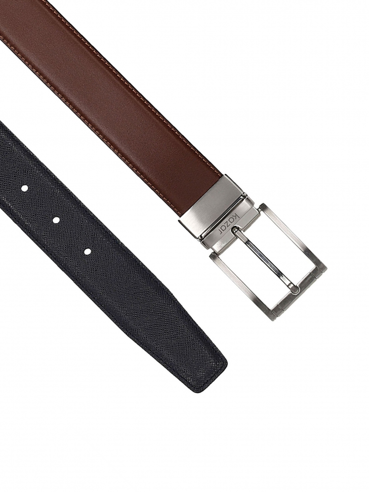 Pánský hnědý a tmavě modrý oboustranný pásek TIGAR