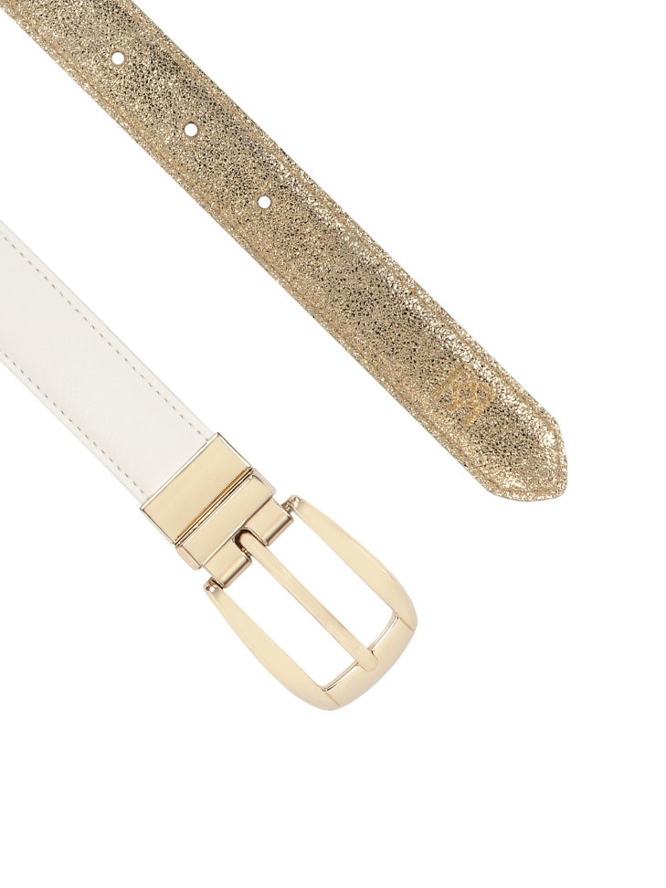 Bílo-zlatý pásek s otočnou sponou  MILL