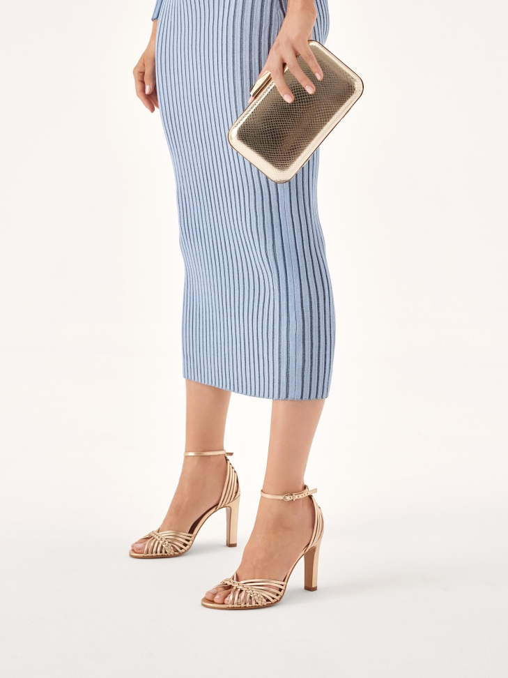 Zlaté sandály s tkanými pásky FREESIA