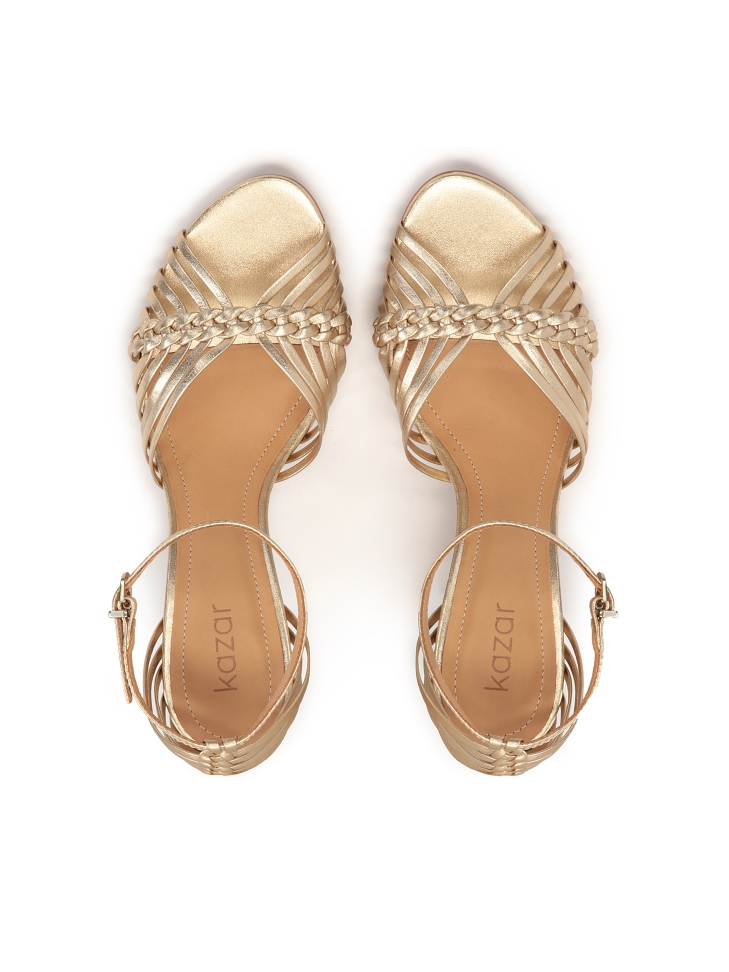 Zlaté sandály s tkanými pásky FREESIA