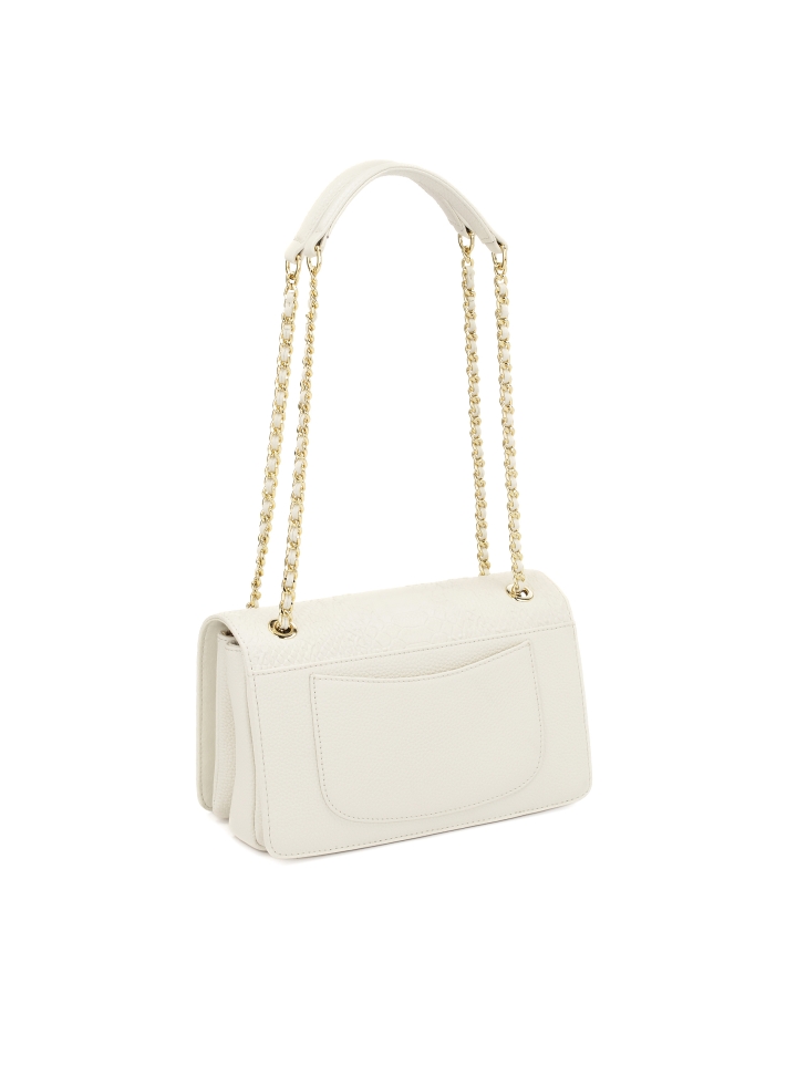 Bílá kožená kabelka s chlopní s vyraženým vzorem TERN