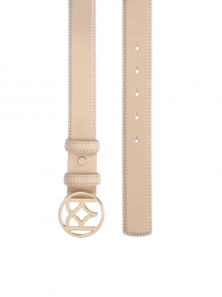 Velký kožený opasek s béžovou přezkou MANITA