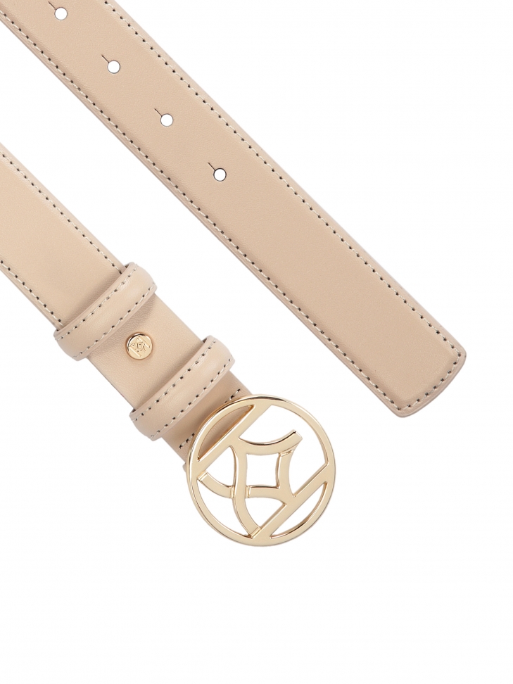 Velký kožený opasek s béžovou přezkou MANITA