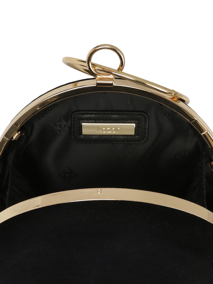 Kulatá černá kabelka s obručí do ruky NEGRA