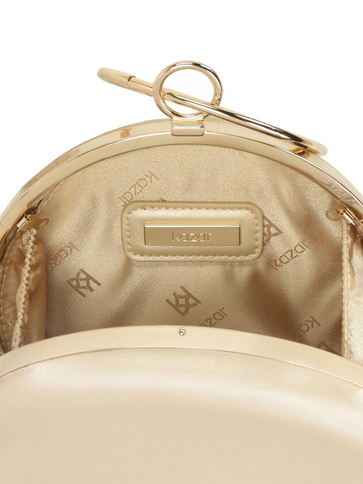 Tuhá kulatá kabelka ze zlaté látky NEGRA