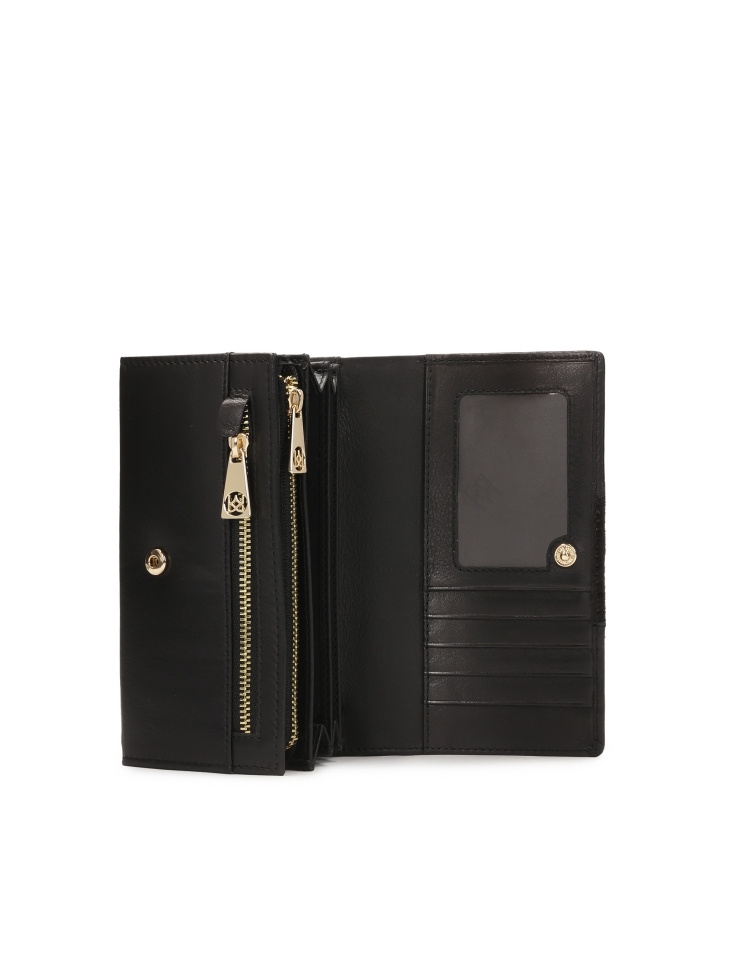 Černá kožená peněženka s přírodními štětinami SANTI