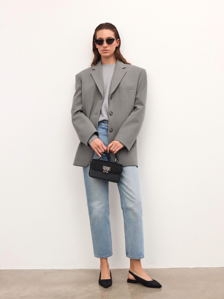 Černá štětinová kabelka se vzorem zebry SIDE