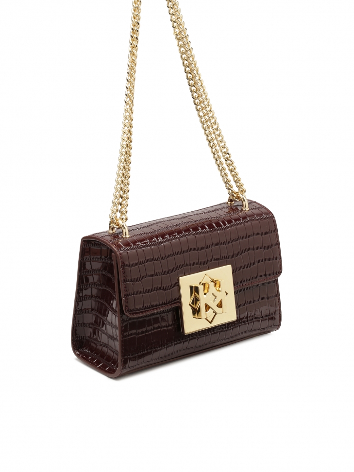 Bordó kabelka s reliéfním vzorem a řetízkem VIENA