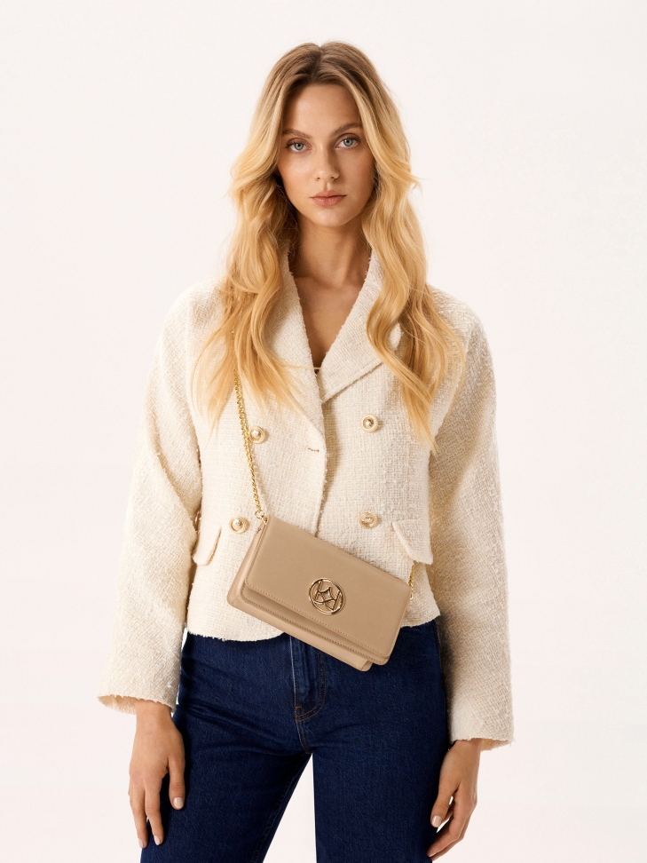 Kožená obdélníková taška na zlatém řetízku POLI