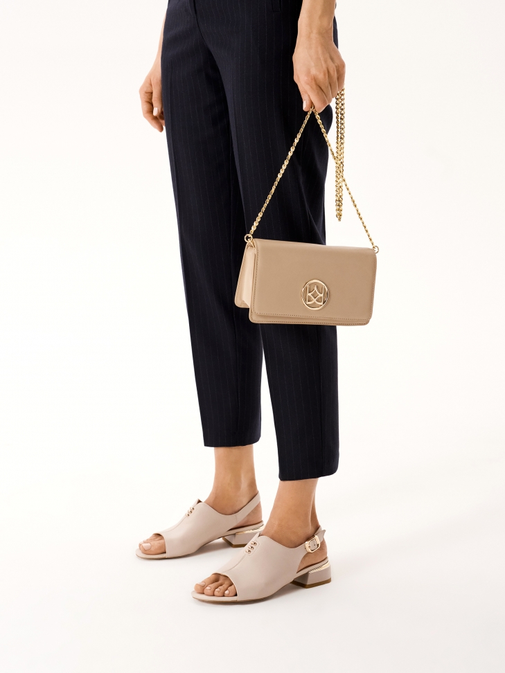 Kožená obdélníková taška na zlatém řetízku POLI