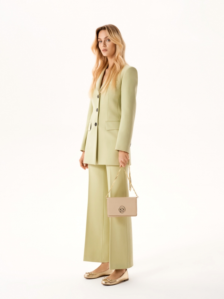 Kožená obdélníková taška na zlatém řetízku POLI