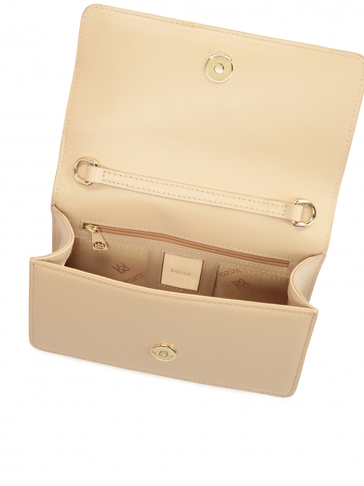 Kožená obdélníková taška na zlatém řetízku POLI