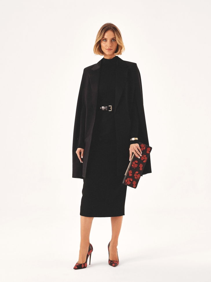 Elegantní černé jehlové podpatky s červenými květy NEW NATALIE