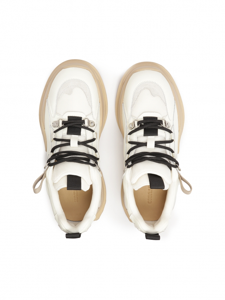 Béžové tenisky z kombinovaných materiálů MAY