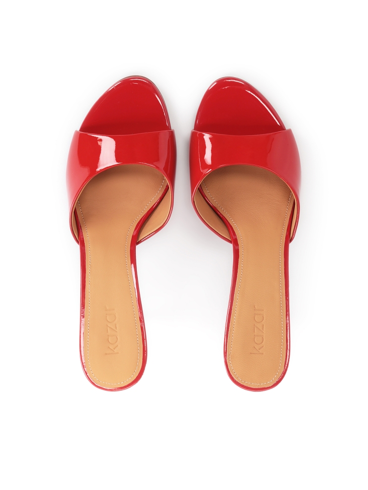 Lakované červené boty na podpatku AUDE