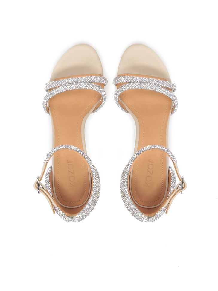Zdobené svatební sandály se zirkony na platformě a vysokém podpatku KLARISSA