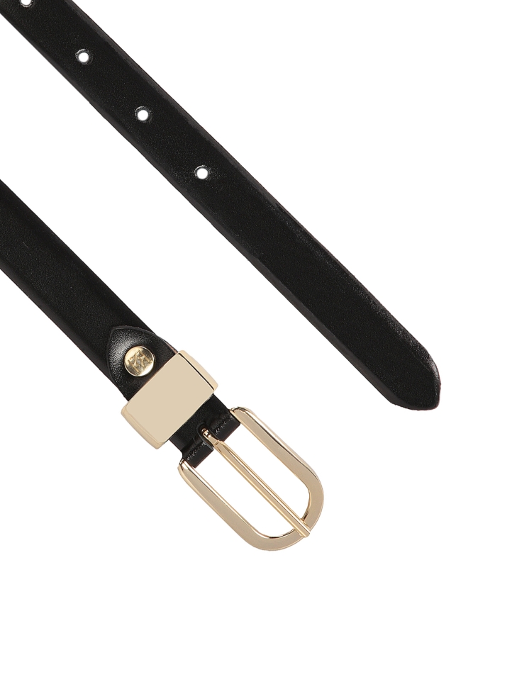 Černý kožený pásek se zlatými kovy NOBLE
