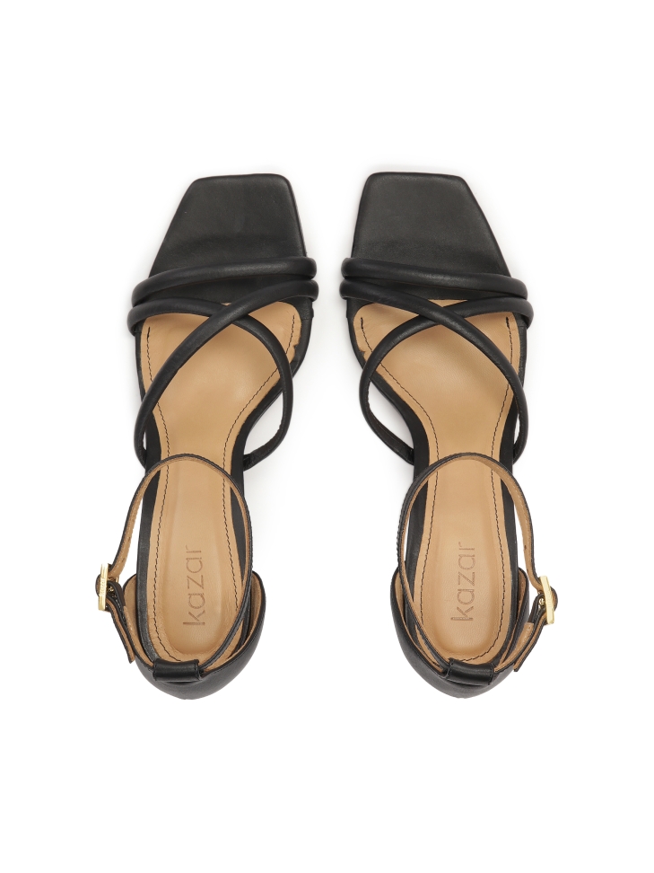 Černé kožené sandály s krytými podpatky CIRI