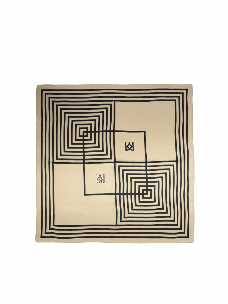 Dámský elegantní hedvábný šátek ve čtvercích a s monogramy HAYLEY