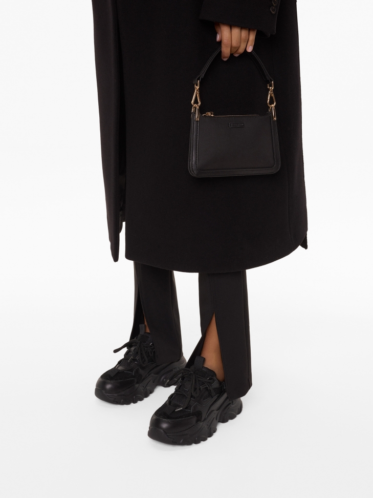 Dámské moderní černé kožené tenisky na silné podrážce KS IRA