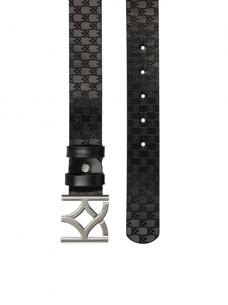 Černý dámský pásek s ozdobnou stříbrnou sponou MANUELA