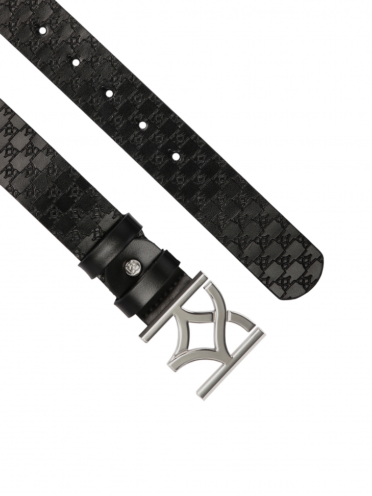 Černý dámský pásek s ozdobnou stříbrnou sponou MANUELA