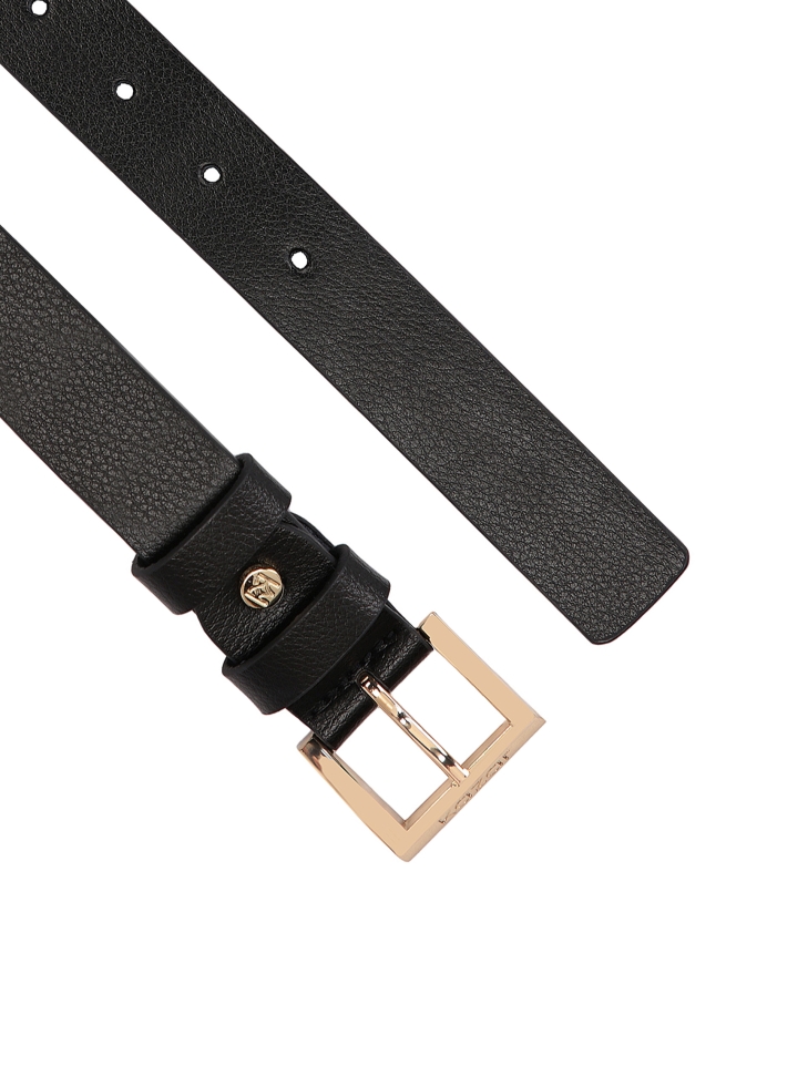 Černý kožený pásek se zlatou sponou MOCA