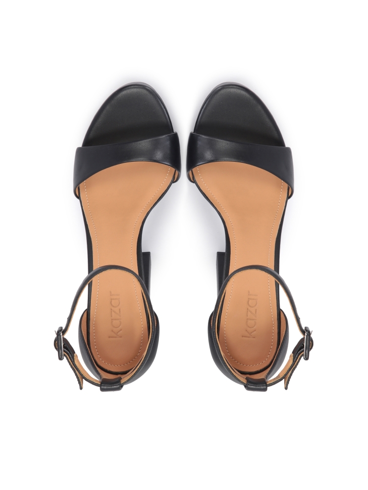 Černé kožené sandály na platformě s blokovým podpatkem AVELA