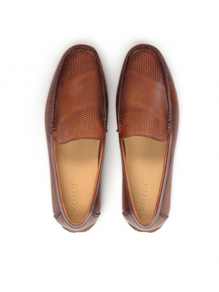 Vzdušné kožené mokasíny s perforací SAXTON