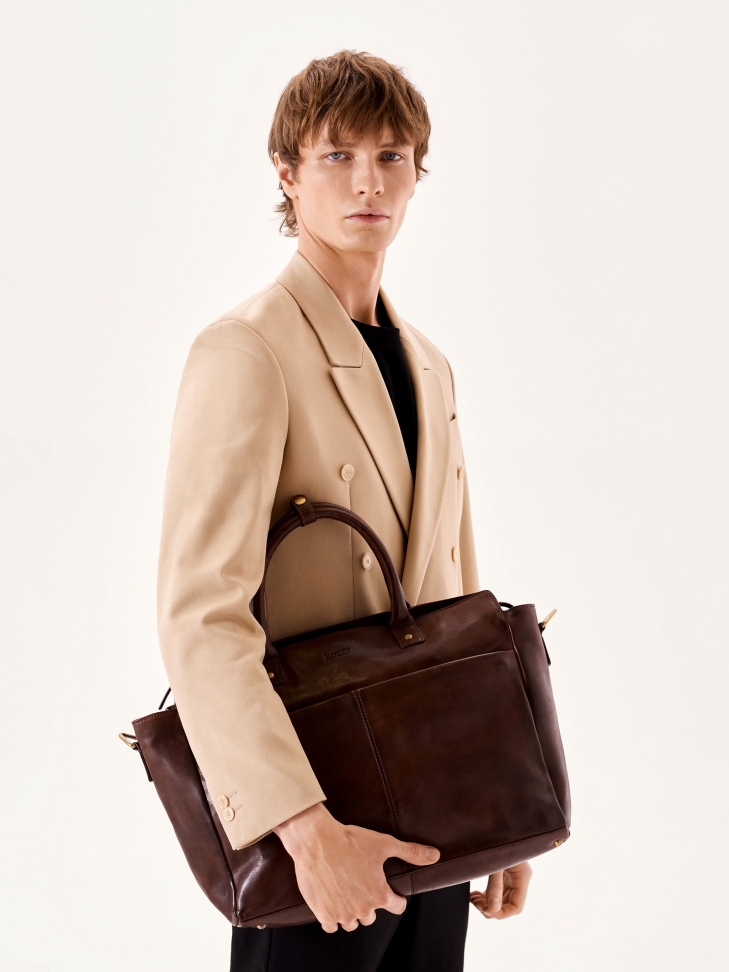 Elegantní pánská kožená taška v obchodním stylu CYPRIANUS