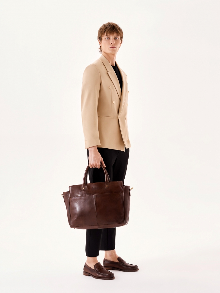 Elegantní pánská kožená taška v obchodním stylu CYPRIANUS