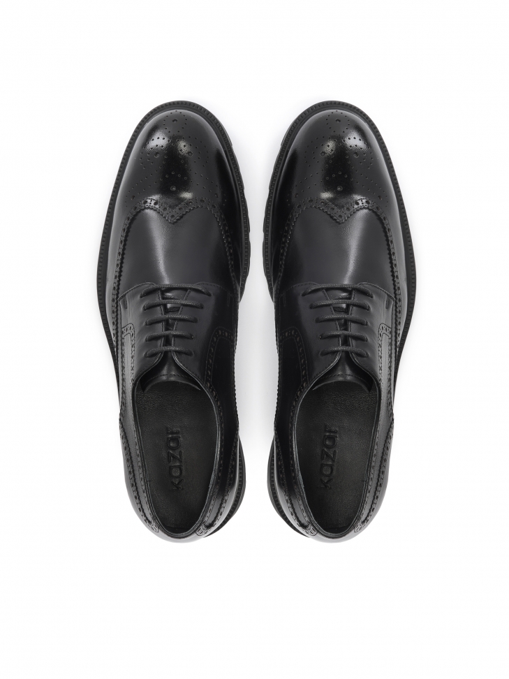 Pánské klasické černé brogues z pravé kůže REVAN