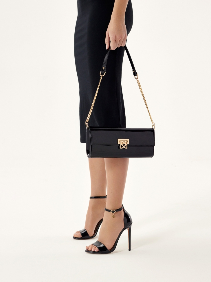 Černé lakované sandály s tenkým podpatkem LIANNE