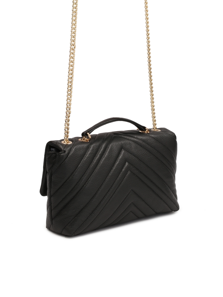 Klasická černá taška přes rameno s řetízkem HALLIE