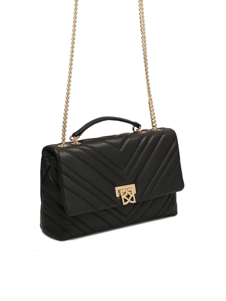 Klasická černá taška přes rameno s řetízkem HALLIE