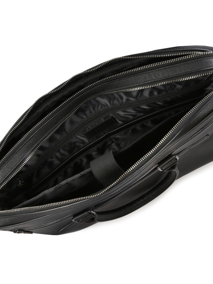 Černá kožená pánská aktovka do ruky a přes rameno FRANCO