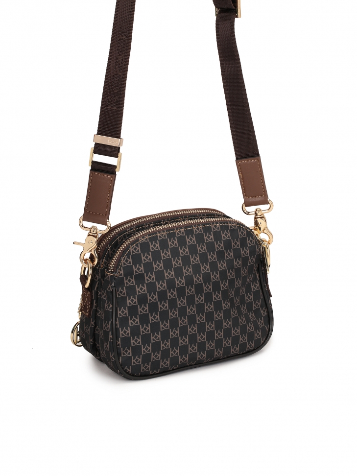 Hnědá městská taška ze vzorované látky NETTI