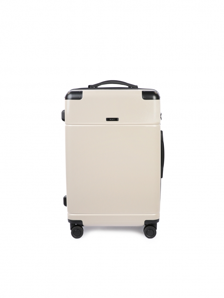 Středně velký kufr z béžového polykarbonátu WORLD TOUR
