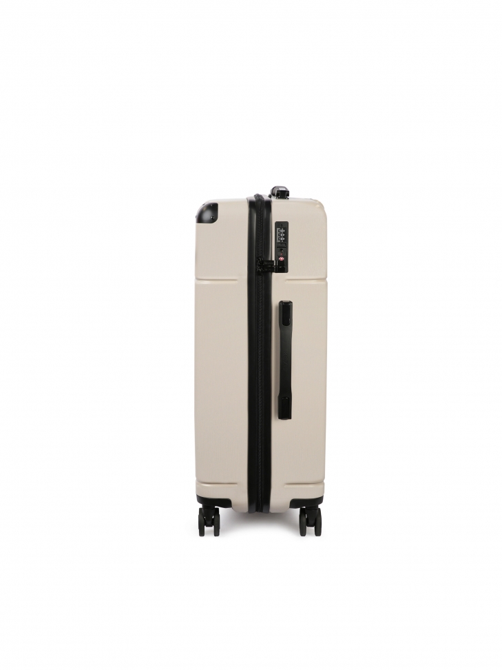 Středně velký kufr z béžového polykarbonátu WORLD TOUR