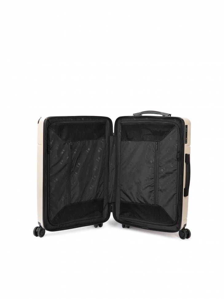 Středně velký kufr z béžového polykarbonátu WORLD TOUR