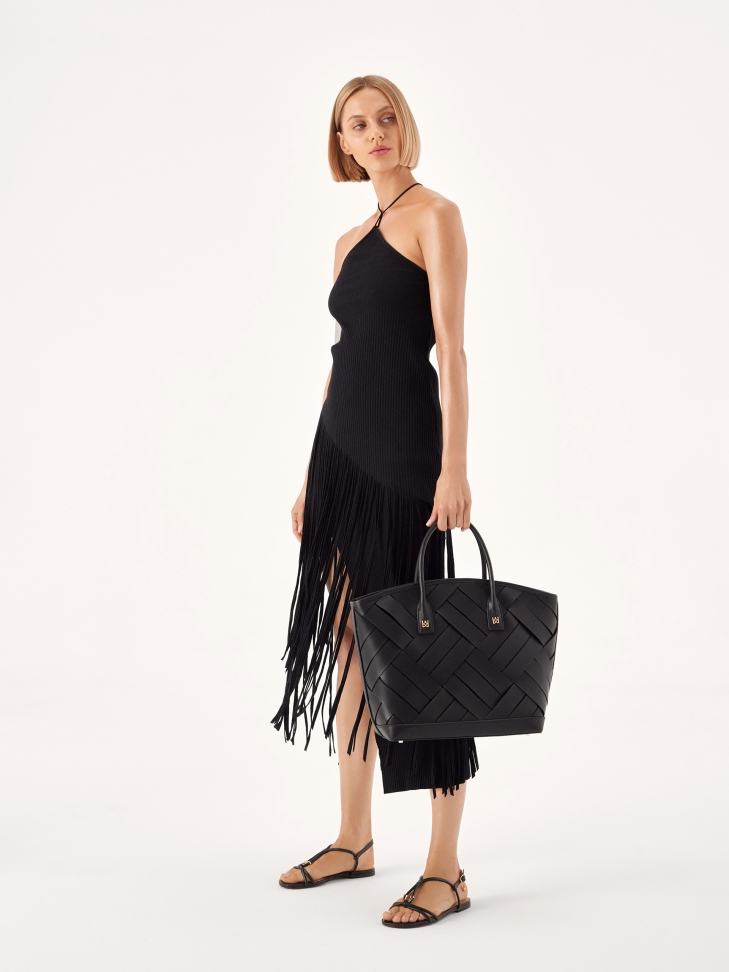 Černé kožené sandály se šperkovou ozdobou GERI