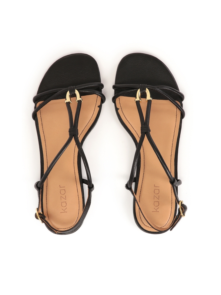 Černé kožené sandály se šperkovou ozdobou GERI