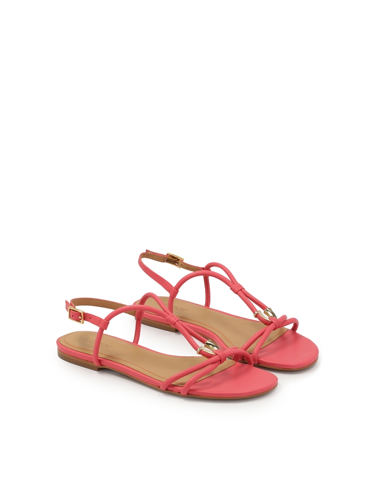 Růžové ploché sandály s kovovým zdobením GERI
