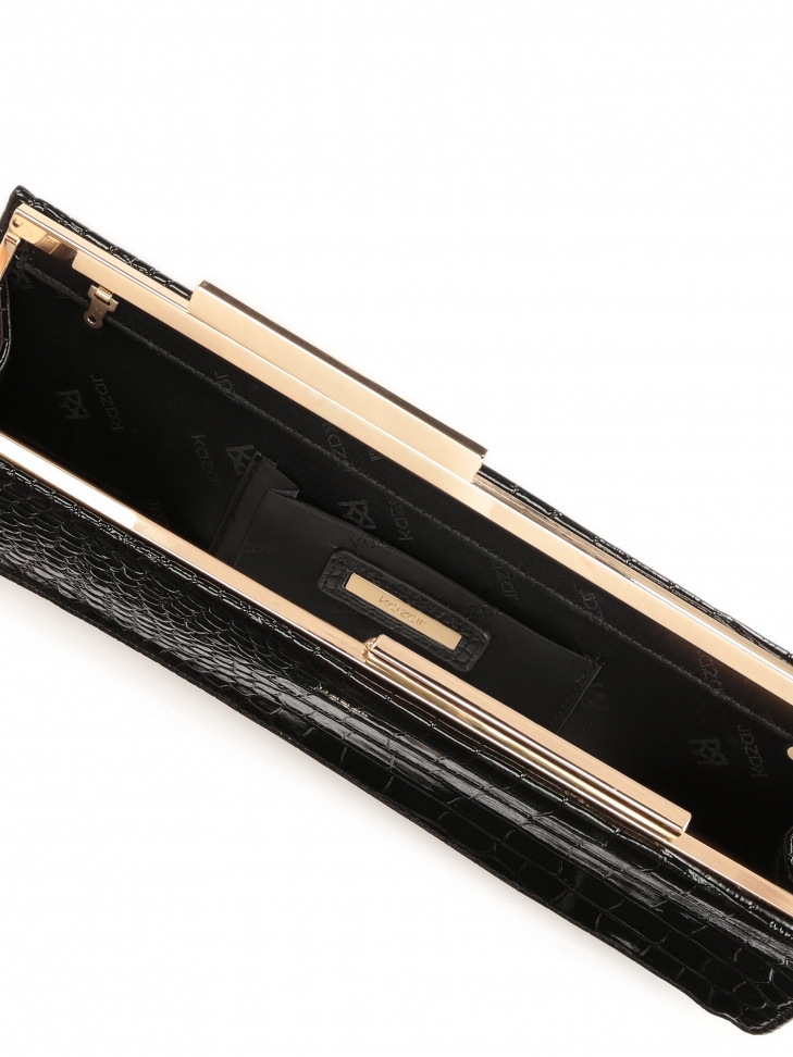 Podlouhlá příležitostná kožená taška se vzorem croco TEID